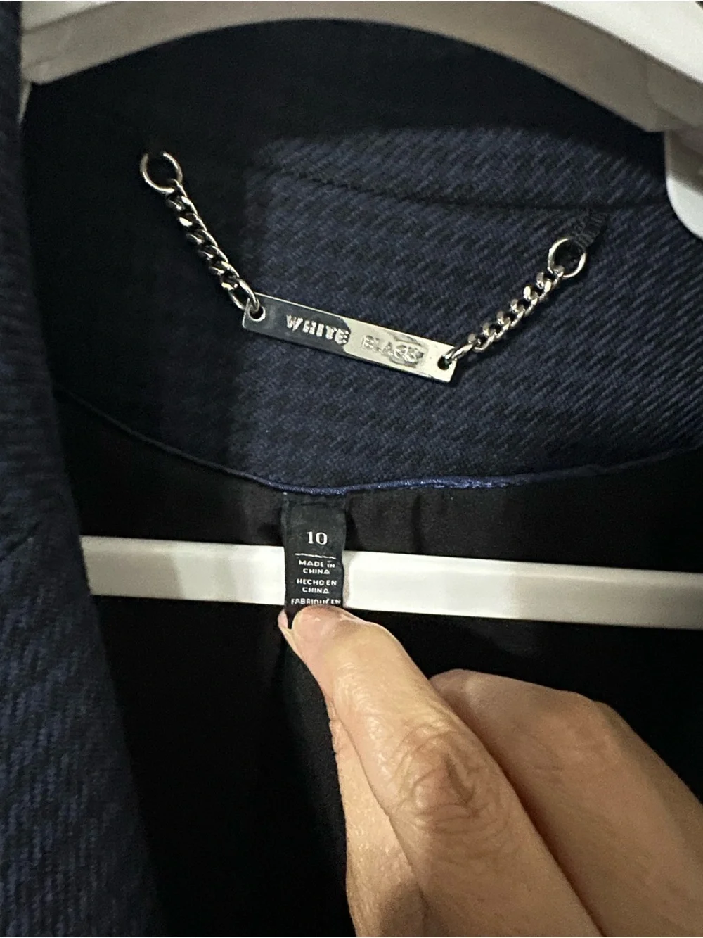 White House Black Market Navy and Black‎ Textured Jacket - Blue/Black Size 10